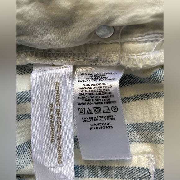 Loft Denim Cut Off Shorts Blue White Stripe Size 10 - Picture 7 of 10